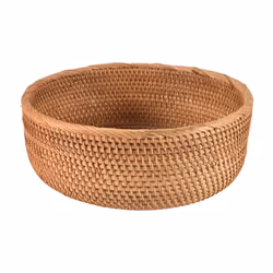 Natural Rattan Round Fruit Wicker Bread Storage Bowls(Large, 1Pcs)