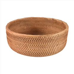 Natural Rattan Round Fruit Wicker Bread Storage Bowls(Large, 1Pcs)