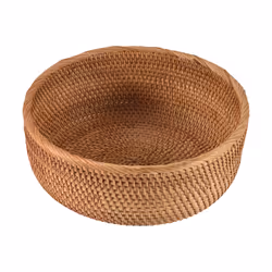 Natural Rattan Round Fruit Wicker Bread Storage Bowls(Large, 1Pcs)