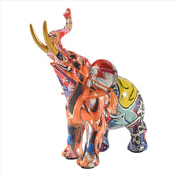 Painting Graffiti Elephant Sculpture Resin Animal Statue Decor A