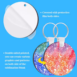 Key Ring Sublimation Blanks Set for Keychain MDF with Key Rings