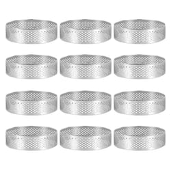12 Pack Stainless Steel Tart Rings 3 In,Perforated Cake Mousse Ring