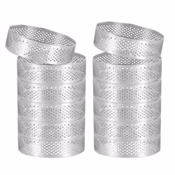 12 Pack Stainless Steel Tart Rings 3 In,Perforated Cake Mousse Ring