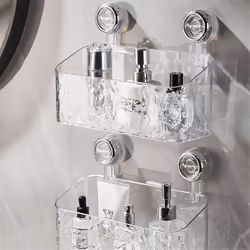 1PC Rotating Suction Cup Storage Rack Storage Box Transparent,L