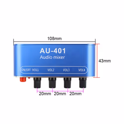 Stereo Mixer (4 Input ,1 Output ) DIY Headphones Amplifier Case DC12V