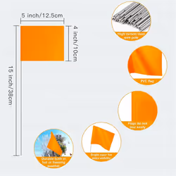50Pack Marking Flags, Orange Yard Flags 15x4x5Inch, Marker Flags