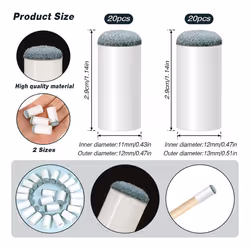40 Pack Billiard Pool Cue Tips, Slip on Pool Cue Repair Tips Kit