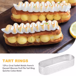 12Pcs Oval Tartlet Molds French Dessert Mousse Fruit Pie Tart Ring