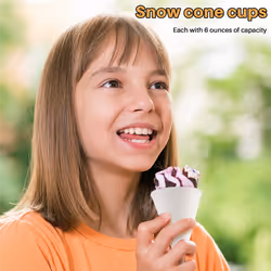 White Paper Cone Cups, Snow Cone Cups,Leakproof Paper Cups 200Pcs