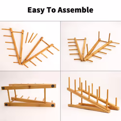 2 PCS Wooden Dish Rack Bamboo Pot Lid Holder Kitchen for Dish Plate
