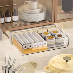 Paper Plate Holder, Plastic Storage Organizer for Kitchen Cabinet-A