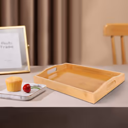 Serving Tray Bamboo - Wooden Tray with Handles