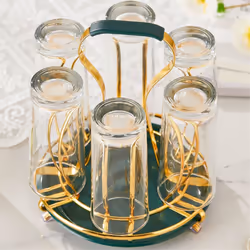 Gold Wrought Iron Drain Cup Holder Kitchen Accessories