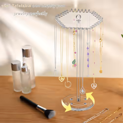 Rotating Necklace Organizer,Acrylic Necklace Holder Stand