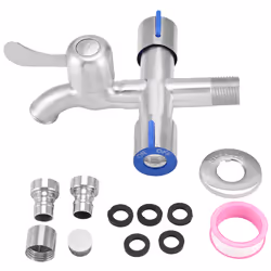 Three Way Tap Sink Faucet Washing Machine 2 Way Angle Valve With Tape
