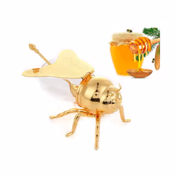 Bee Honey Containers with Dipper for Storage Gold