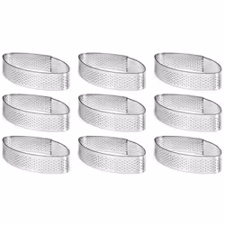 9 Pack Stainless Steel Tart Ring, Heat- Cake Mousse Molds