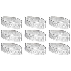 9 Pack Stainless Steel Tart Ring, Heat- Cake Mousse Molds