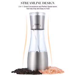 Pepper and Salt Grinder 2 in 1,Mill Shaker with Adjustable Coarseness