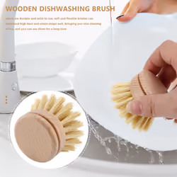 6 Pcs Replacement Brush Heads Wooden Cleaning Dish Brush Kitchen