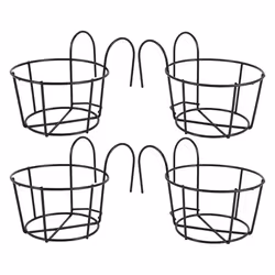 4Pcs Hanging Railing Pot Holders Plant Iron Racks Small