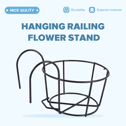 4Pcs Hanging Railing Pot Holders Plant Iron Racks Small
