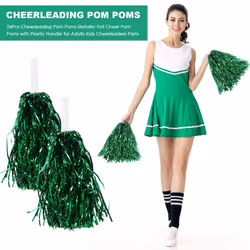 24Pcs Cheerleading Pom Poms for Adults Kids Cheerleaders Green