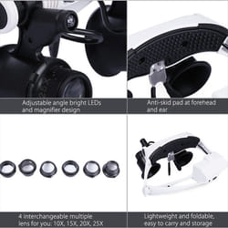 Headband LED Magnifying Glass Headlamp Microscope Watch Repair