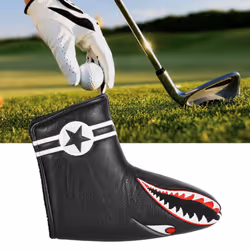 1Pc Black PU Leather with Embroidery Magnet Putter Headcover