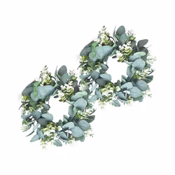 2 Pack Green Eucalyptus Wreath Round Wreath Artificial Wreath