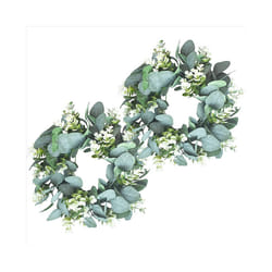 2 Pack Green Eucalyptus Wreath Round Wreath Artificial Wreath