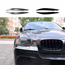Car Headlight Lamp Eyebrows Cover Trim for Gloss Black