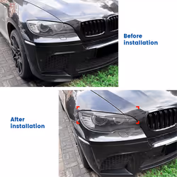 Car Headlight Lamp Eyebrows Cover Trim for Gloss Black