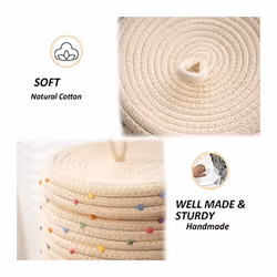 Small Rope Basket with Lid,Small Round Woven Storage Basket with Lid