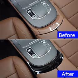 Car Center Console Armrest Box Trim Switch Buttons Cover Carbon Fiber