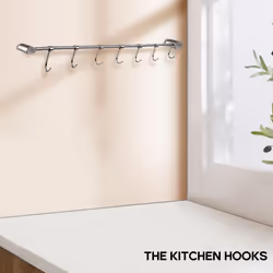 Kitchen Rail Rack Hanging Rack Stainless Steel 7 Sliding Hooks