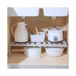 Kitchen Shelf Organizer, with Retractable, Plastic Organizers White