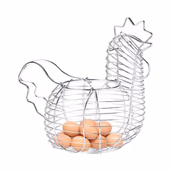 Metal Wire Egg Baskets for Eggs,Chicken Shaped Egg Holder,with Handle