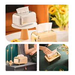 Luxury Golden Tissue Boxes Storage Napkin Holder Paper Case Organizer