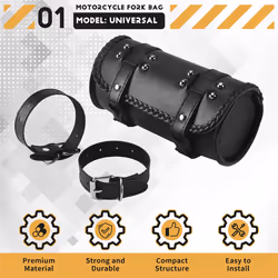 Motorcycle Fork Bag PU Leather Bicycle Handlebar Tool Pouch,Universal