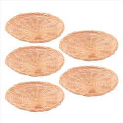 5 Pcs Bamboo Paper Plate Holder-10 Inch Round Woven for Picnic
