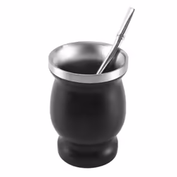 Stainless Yerba Mate Gourd Tea Cup Set Coffee Water Cup 8Oz Black