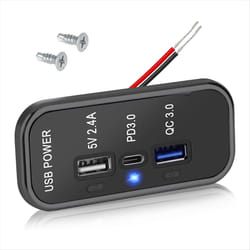 3 Ports 12V USB Outlet Charger, PD3.0 Type C