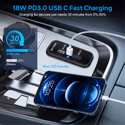 3 Ports 12V USB Outlet Charger, PD3.0 Type C