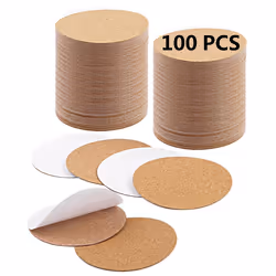 100 PCS self Adhesive Cork Round Coaster Backing with self Adhesive