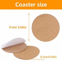 100 PCS self Adhesive Cork Round Coaster Backing with self Adhesive