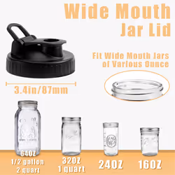 Airtight Canning Jar Flip Cap Top Lid for Dressing Pouring, Pack of 4
