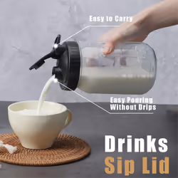 Airtight Canning Jar Flip Cap Top Lid for Dressing Pouring, Pack of 4
