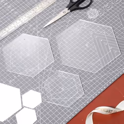 6Pcs Hexagon Quilting Template Acrylic Quilting Rulers