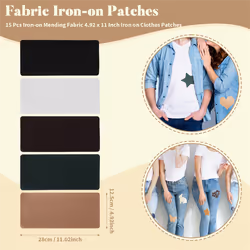15 Pcs Iron-on Mending Fabric Kit for Mending Pants Pockets Holes